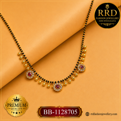 Premium Ruby AD Black Bead Daily Wear Mangalsutra Necklace – BB-1128705