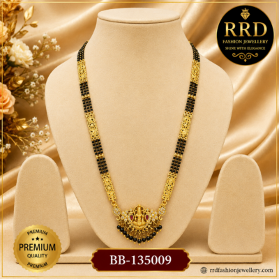 Premium Lakshmi Designer Black Beads Long Mangalsutra Necklace – BB-135009