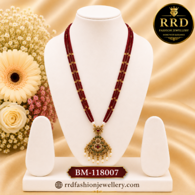 Traditional Maroon Crystal Beads Pendant Necklace for Women – BM-118007
