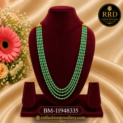 Premium Green Onyx Five-Line Beads Mala Necklace – BM-11948335