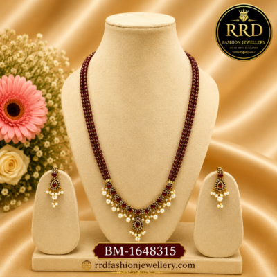 Premium Ruby Beads Victorian AD Necklace Set – BM-1648315