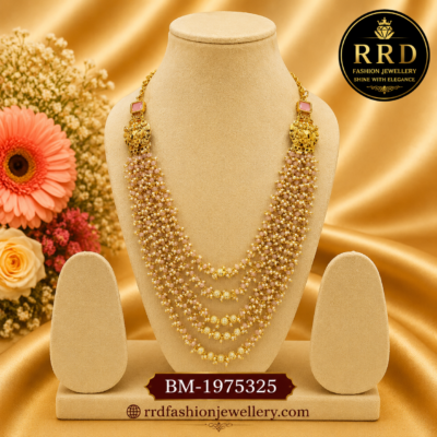 Premium Pearl Multi-Layer Beads Mala Necklace Set  – BM-1975325