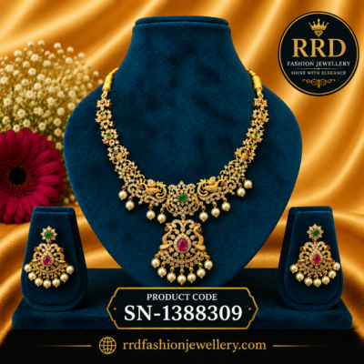 Peacock Designer Temple Necklace Set – SN-1388309
