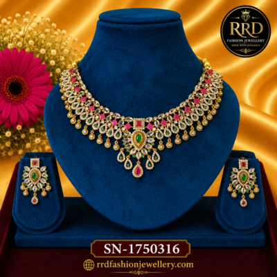 Royal Kundan Victorian Necklace Set with Ruby & Emerald Stones – SN-1750316
