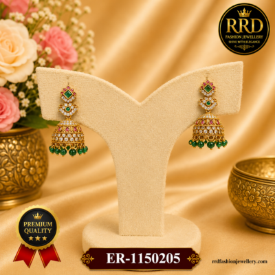 Premium CZ Green Bead Jhumka Earrings – ER-1150205