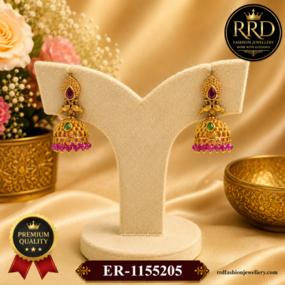 Premium Traditional Ruby Green Jhumka Earrings – ER-1155205