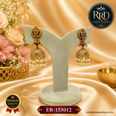 Premium Antique Gold Pearl Dome Jhumka Earrings – ER-155012