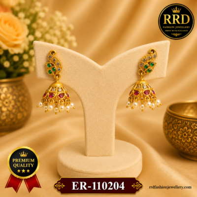 Traditional Pearl Drop Jhumka Earrings for Women – Antique Gold Finish | ER-110204