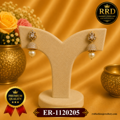 Premium American Diamond Pearl Drop Jhumka Earrings – ER-1120205