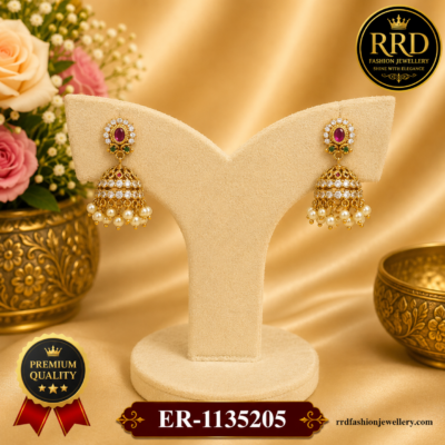 Premium CZ Pearl Jhumka Earrings – ER-1135205