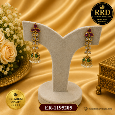 Premium Ruby Green Stone Long Jhumka Earrings for Women – ER-1195205